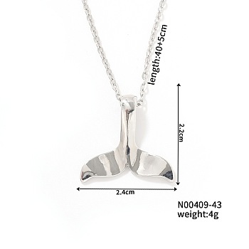 Simple Brass Cable Chain 3D Dolphin Tail Cool Cute Fashion Pendant Necklaces, Silver, 15.75 inch(40cm)