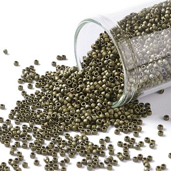 TOHO Round Seed Beads, Japanese Seed Beads, (223F) Opaque Frosted Antique Bronze, 15/0, 1.5mm, Hole: 0.7mm, about 3000pcs/10g