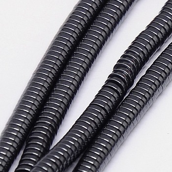 Non-magnetic Synthetic Hematite Beads Strands, Heishi Beads, Flat Round/Disc, Grade A, 4x1mm, Hole: 1mm, about 400pcs/strand, 16 inch