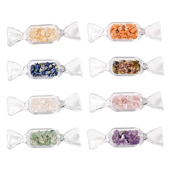 1360Pcs 8 Styles Natural Mixed Stone Chip Beads, No Hole/Undrilled, with Clear Plastic Candy Box, 2~8x2~4mm, about 170pcs/style