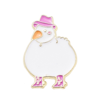 Duck Alloy Enamel Pins, Cartoon Golden Brooches for Backpack Clothes, Pink, 29.5x21mm