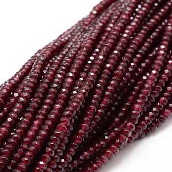 Dyed Natural Malaysia Jade Rondelle Beads Strands, Faceted, FireBrick, 4x2~3mm, Hole: 1mm, about 115pcs/strand, 14 inch