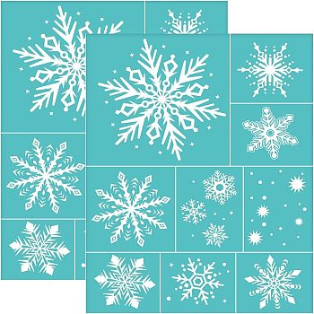 Self-Adhesive Silk Screen Printing Stencil, for Painting on Wood, DIY Decoration T-Shirt Fabric, Turquoise, Rectangle, Snowflake Pattern, 28x22cm