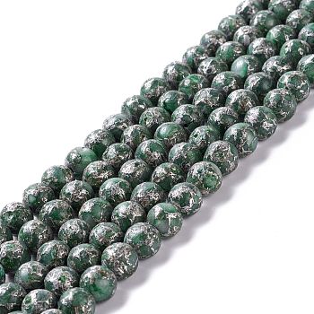 Natural Green Calcite Beads Strands, with Zinc Alloy Line, Round, 8mm, Hole: 1.2mm, about 50~51pcs/strand, 15.94''(40.5cm)