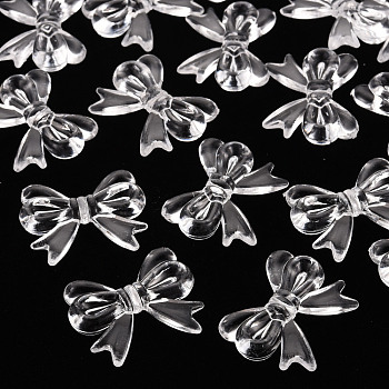 Transparent Acrylic Beads, Bowknot, Clear, 23x29.5x6mm, Hole: 1.6mm, about 293pcs/500g