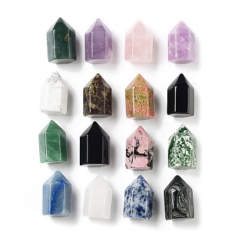 Point Tower Natural Gemstone Home Display Decoration, Healing Stone Wands, for Reiki Chakra Meditation Therapy Decos, Hexagon Prism, 26~27.5x12.5~16x15.5~16mm