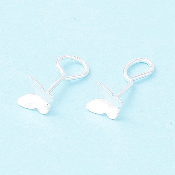 Tiny Butterfly 999 Fine Silver Stud Earrings, Exquisite Minimalist Earrings for Girl Women, Silver, 13mm, Pin: 0.8mm