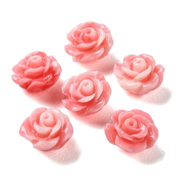 Synthetic Shell Dyed Beads, Flower, Misty Rose, 6~7x7x4~5mm, Hole: 1mm