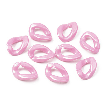 Opaque Acrylic Linking Rings, Quick Link Connectors, For Jewelry Curb Chains Making, Twist, Flamingo, 18.5x13.5x4mm, Inner Diameter: 10x5mm, about 1190pcs/500g
