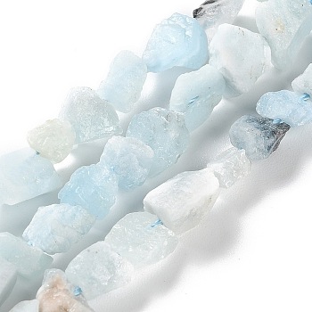 Raw Rough Natural Aquamarine Beads Strands, Nuggets, 4~11x4.5~14.5x4.5~14.5mm, Hole: 0.8mm, about 41~43pcs/strand, 15.35~15.94''(39~40.5cm)
