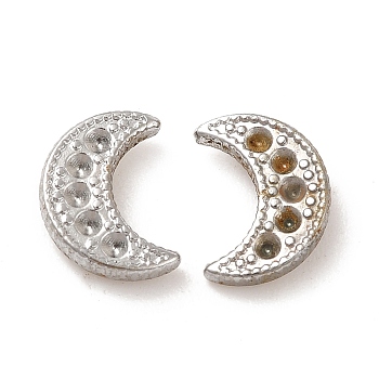 304 Stainless Steel Stud Earring Findings, Earring Settings for Rhinestone, Crescent Moon, Stainless Steel Color, 10x7.5mm, Pin: 0.7mm, Fit for Rhinestone: 1.2mm