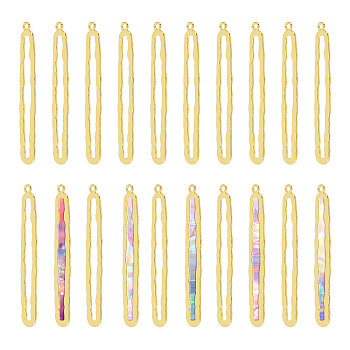 20Pcs Alloy Open Back Bezel Big Pendants, For DIY UV Resin, Epoxy Resin, Pressed Flower Jewelry, Oval, Light Gold, 63x8x1mm, Hole: 2mm