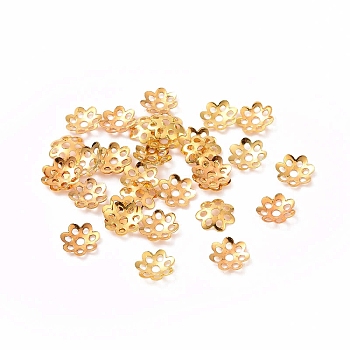 Brass Bead Caps, Lead Free & Cadmium Free & Nickel Free, Multi-Petal, Golden, 8x1.5mm, Hole: 1mm