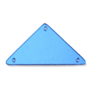 Triangle Acrylic Mirror Sew on Rhinestones, Garments Accessories, Multi-Strand Links, Royal Blue, 18x33x1.3mm, Hole: 1.2mm