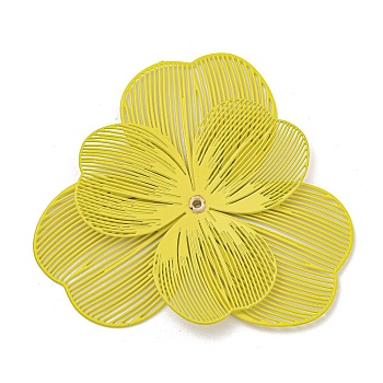 430 Stainless Steel Bead Caps, Flower, Yellow, 43x45x2mm, Hole: 0.8mm