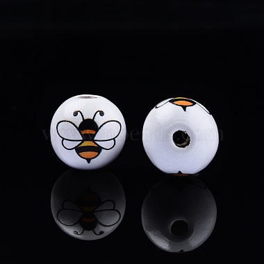 Bees Theme Printed Wooden Beads(WOOD-D006-05)-5
