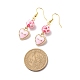 3 Pairs 3 Style Pink Alloy Enamel Charms & Resin Beads Dangle Earrings(EJEW-JE05030-03)-3