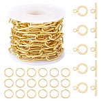 DIY Bracelets Making Kit, Brass Paperclip Chains, Drawn Elongated Cable Chains, Unwelded, Long-Lasting Plated, with Spool, Real 18K Gold Plated, 17x7x1.5mm(CHC-TA0001-37)