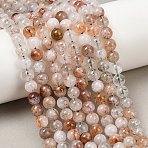 Natural Black Gold Rutilated Quartz Beads Strands, Round, 6mm, Hole: 0.8mm, about 68pcs/strand, 15.35''~15.55''(39~39.5cm)(X-G-P596-6mm-02)