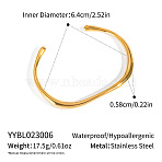 Minimalist 201 Stainless Steel C-Shaped Open Cuff Bangles for Women, Golden, Inner Diameter: 2-1/2 inch(6.4cm)(FO8073-1)