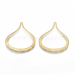 Brass Filigree Joiners Links, Nickel Free, teardrop, Raw(Unplated), 31.5x29x1mm, Hole: 1mm(KK-S349-159-NF)