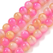 Cat Eye Beads Strands, Round, Hot Pink, 8mm, Hole: 0.8~0.9mm, about 50pcs/strand, 14.29''~14.69''(36.3~37.3cm)(G-K378-A09-01)