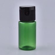 PET Plastic Empty Flip Cap Bottles, with Black PP Plastic Lids, for Travel Liquid Cosmetic Sample Storage, Green, 2.3x5.65cm, Capacity: 10ml(0.34 fl. oz).(MRMJ-K002-A01)