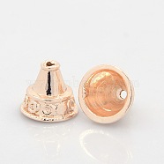 Nickel Free & Lead Free Rose Gold Alloy Bead Cones, Long-Lasting Plated, Apetalous, 14x12mm, Hole: 2mm, Inner Diameter: 10mm(PALLOY-J471-49RG-FF)