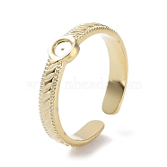 304 Stainless Steel Open Cuff Ring Findings, Bezel Cup Ring Settings, Flat Round, Real 18K Gold Plated, Inner Diameter: 17mm, Tray: 3mm(STAS-P334-06G)