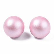 Painted Round Schima Wood Earrings for Girl Women, Stud Earrings with 316 Surgical Stainless Steel Pins, Pearl Pink, 15mm, Pin: 0.7mm(EJEW-T017-01F)