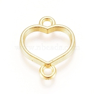 Zinc Alloy Links connectors, Open Back Bezel, For DIY UV Resin, Epoxy Resin, Pressed Flower Jewelry, Heart, Golden, 15x12x1.5mm, Hole: 1.6mm(PALLOY-E564-87G)