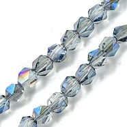 Electroplate Glass Beads Strands, Faceted Round, Light Steel Blue, 5.5x5x6mm, Hole: 1mm, about 101pcs/strand, 22.05''(56cm)(EGLA-K061-07A-HR03)