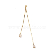 Brass Micro Pave Clear Cubic Zirconia Big Pendants, Trapezoid Tassel, Real 18K Gold Plated, 89x4x3mm, Hole: 2mm(KK-G510-07G)