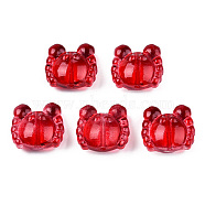 Transparent Spray Painted Glass Beads, Crab, Red, 13x14x6.5mm, Hole: 1mm(GLAA-N035-026-C03)