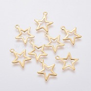 304 Stainless Steel Charms, Star, Golden, 14.5x12.5x0.7mm, Hole: 1.4mm(STAS-L234-095G)