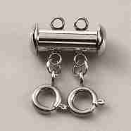 304 Stainless Steel Slide Lock Clasps, Peyote Clasps, with Spring Clasps and Loops, Tube, for Jewelry Making, Stainless Steel Color, 21x15x7mm, Hole: 1.5mm(FIND-WH0034-80P-01)