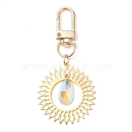 Flower 201 Stainless Steel Pendant Decorations, with Glass Pendants and Alloy Swivel Clasps, Golden, 75mm(HJEW-TA00153)