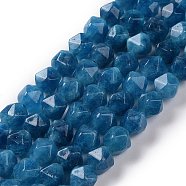 Natural Quartz Beads Strands, Faceted Polygon, Dyed & Heated, Marine Blue, 8x7.5x7.5mm, Hole: 1.2mm, about 45~46pcs/strand, 14.65~14.84(37.2~37.7cm)(G-G990-B03-K)