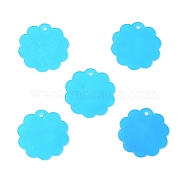 Laser Transparent Acrylic Blank Pendants, Flower, Deep Sky Blue, 49.5x1.5mm, Hole: 3mm(TACR-F005-04)