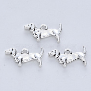 Tibetan Style Alloy Pendants, Cadmium Free & Lead Free, Dog, Antique Silver, 10.5x19x2.5mm, Hole: 1.6mm, about 555pcs/500g(TIBE-R316-071AS-RS)