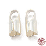 925 Sterling Silver Cord End, Folding Crimp Ends, with S925 Stamp, Silver, 6x2.5x2.5mm, Hole: 2.5x1.8mm(STER-Q191-09S)