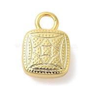 Lock Shape Rack Plating Brass Pendants Charms, Lead Free & Cadmium Free, Real 18K Gold Plated, 13x9x3mm, Hole: 3mm(KK-S396-59G)