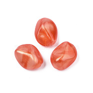 Opaque Acrylic Beads, Two Tone Color, with Glitter Powder, Nuggets, Orange Red, 25.5x20x12.5mm, Hole: 2mm, about 135pcs/500g(MACR-N009-022C)