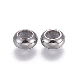 202 Stainless Steel Spacer Beads, Rondelle, Stainless Steel Color, 8x4mm, Hole: 4.5mm(STAS-L221-46P)