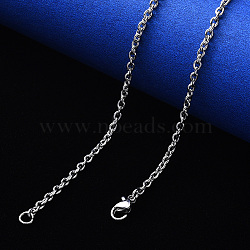 Non-Tarnish 304 Stainless Steel Cable Chain Necklace, with Lobster Claw Clasp, Stainless Steel Color, 19.68 inch(50cm), Link: 3.7x3x0.8mm(NJEW-S420-007C-P)