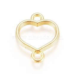 Zinc Alloy Links connectors, Open Back Bezel, For DIY UV Resin, Epoxy Resin, Pressed Flower Jewelry, Heart, Golden, 15x12x1.5mm, Hole: 1.6mm(PALLOY-E564-87G)