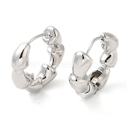 Rack Plating Brass Horn Hoop Earrings for Women, Ring, Platinum, 20x22x6mm(EJEW-M228-04P)