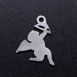 201 Stainless Steel Pendants, Cupid/Cherub, Stainless Steel Color, 23x21x1mm, Hole: 1.4mm(STAS-Q201-JN315-1-21)