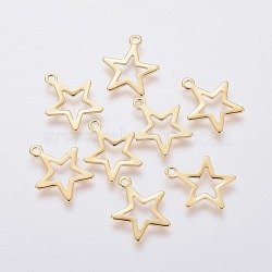 304 Stainless Steel Charms, Star, Golden, 14.5x12.5x0.7mm, Hole: 1.4mm(STAS-L234-095G)