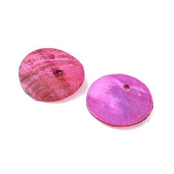 Natural Shell Charms, Dyed, Flat Round, Deep Pink, 14.5x1mm, Hole: 1.4mm(SHEL-WH0001-010C)
